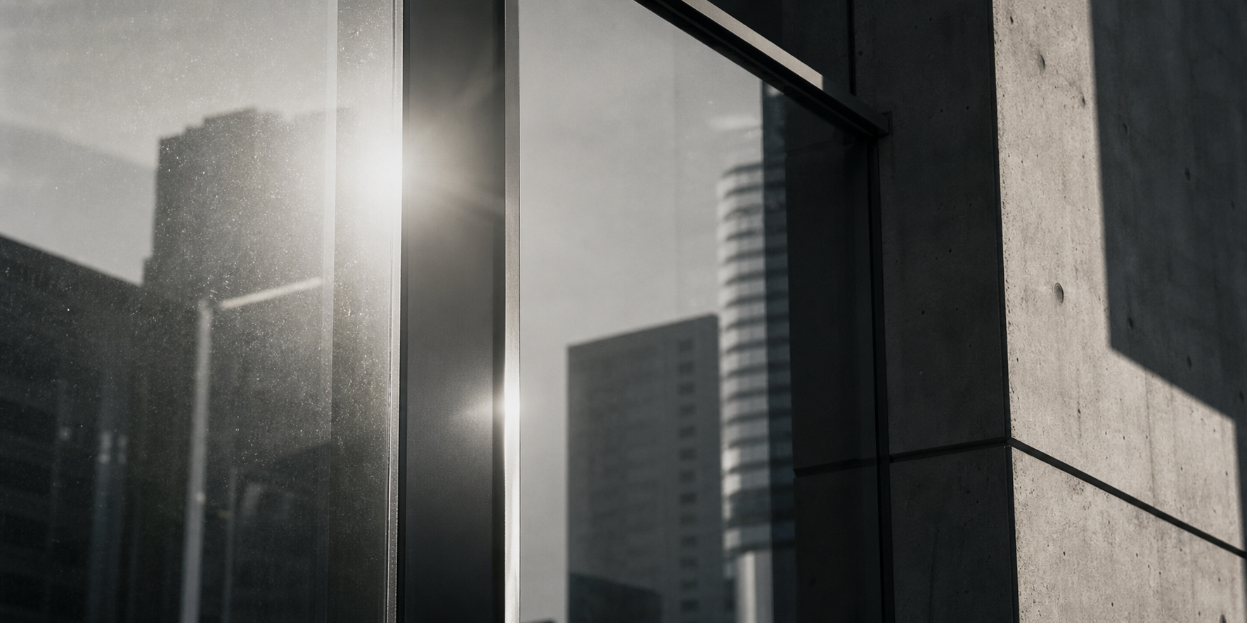 City glass, architectural material, and hard reflected light